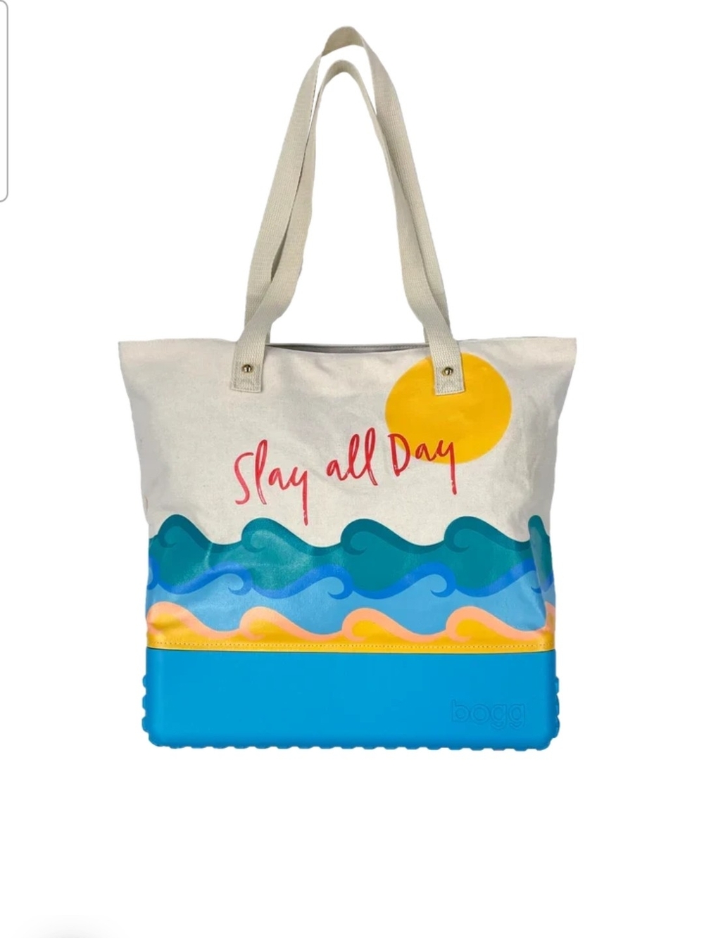 Bogg Bag Printed Canvas Bogg Bag - Slay All Day Tote Blue & White